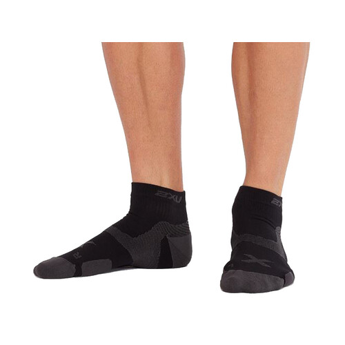 2XU Vectr Cushion 1/4 Crew Compression Socks - Black/Titanium - LG