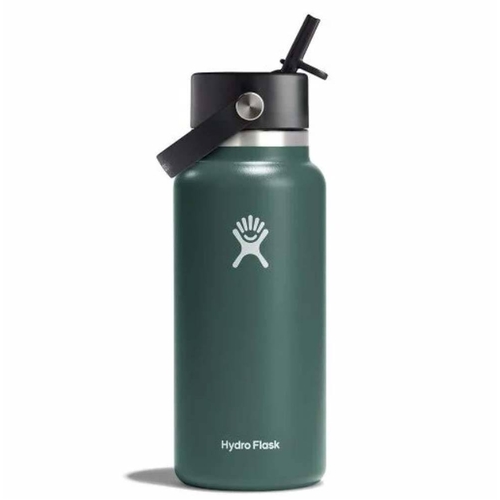Hydro Flask Wide Mouth Insulated Water Bottle w/ Flex Straw Cap - 32oz/946ml - Fir