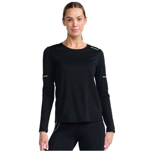 2XU Aero L/S Womens Running T-Shirt - Black/Silver Reflective - S