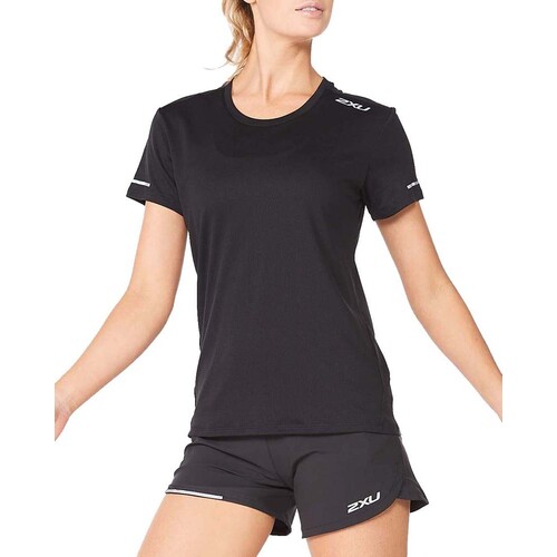 2XU Aero Womens Running T-Shirt - Black/Silver Reflective - M