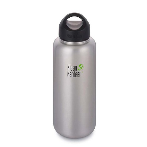 Klean Kanteen 40oz Wide Mouth Loop Cap Water Bottle 1.2L - Brushed Stainless