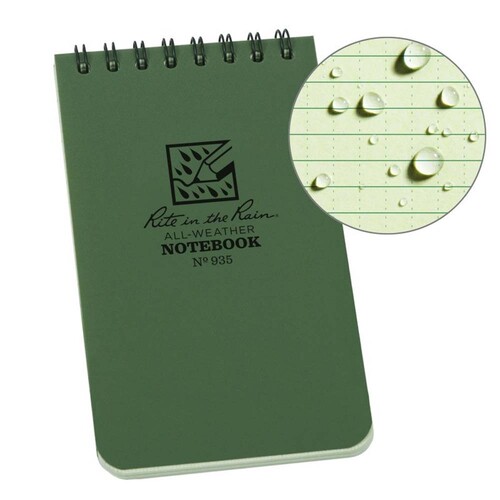 Rite In The Rain Top Spiral 3 X 5 Polydura Waterproof Notebook - Green