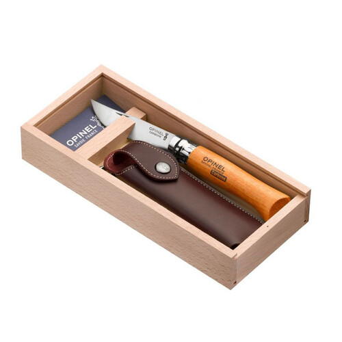 Opinel No. 8 Carbon Steel Beech Knife and Sheath - 8.5cm