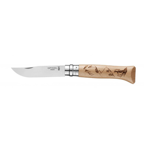 Opinel No. 8 Stainless Steel Hiking Engraved Knife - 8.5cm