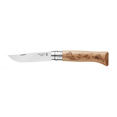 Opinel No. 8 Stainless Steel Biking Engraved Knife - 8.5cm