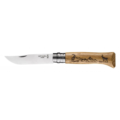 Opinel No. 8 Stainless Steel Animalia Engraved Knife - 8.5cm