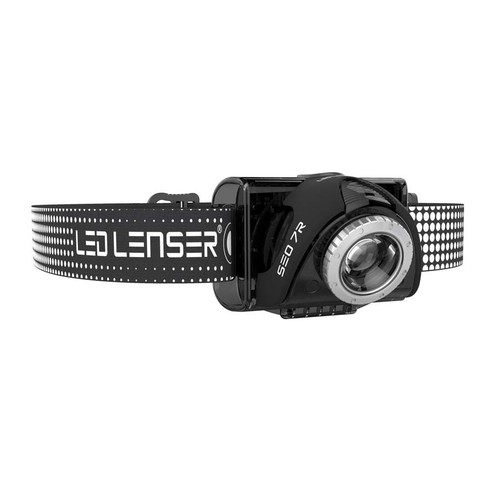 LED Lenser SEO7R Rechargeable Head Lamp with RED LED - 220 lumens Black